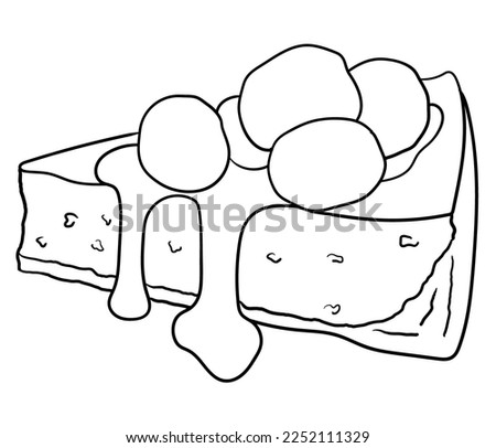 dessert outline for coloring book. dessert coloring page. sweet illustration. cake and cupcake sketch.