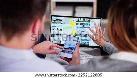 Couple Family Searching Real Estate Property Or House Online