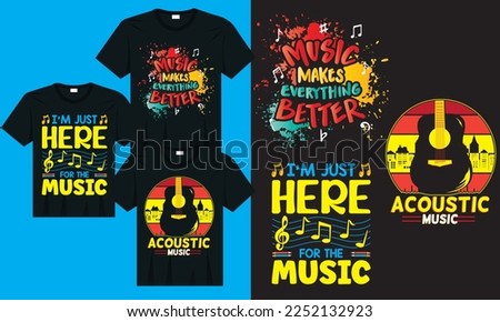 Music t-shirt design, music t-shirt template, Inspirational quote about music, Guitars music silhouette t-shirt design