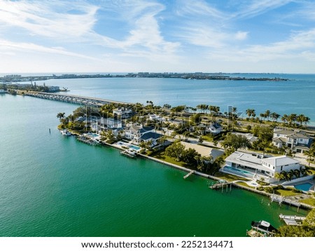 Aerial photo Sarasota luxury homes on Bird Key Royalty-Free Stock Photo #2252134471