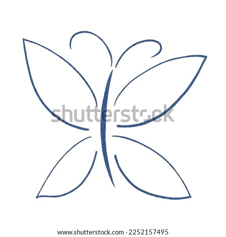 Abstract blue line butterfly illustration for decoration on nature garden and insect concept.