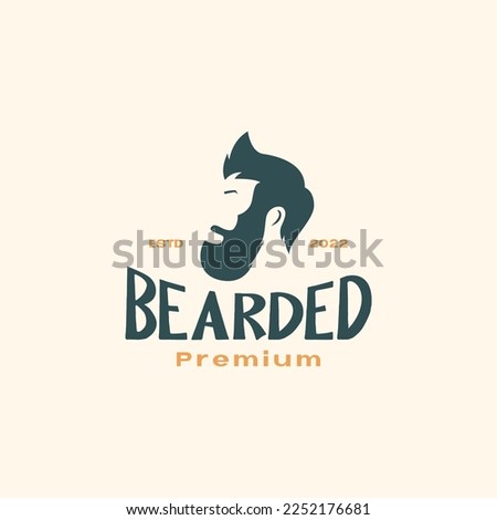 portrait man head long bearded style cool barbershop vintage logo design vector icon illustration template