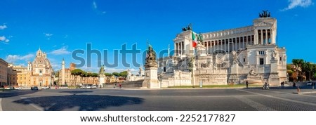 Panorama of Altar of the Fatherland also known as the National Monument to Victor Emmanuel II in Rome, Italy. Rome architecture and landmark. Royalty-Free Stock Photo #2252177827