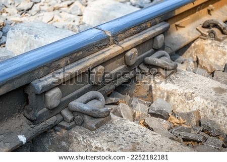 Picture of a fishplate connector on a railway track of Indian Railways system.