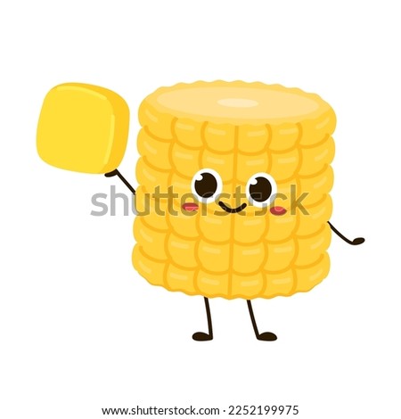 Corn and butter vector. Corn and Butter character design. Corn on white background.