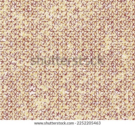 Abstract rhomb seamless pattern. Repeating red, gold grunge backdrop. Random rhombus.Boho Style ethnic design pattern with distressed texture and effect