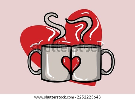 Happy Valentine's Day Vector Design. Valentine's Day Vector With coffee glass. Valentine's Day Design for Poster, Social Media, Banner or Advertisement.