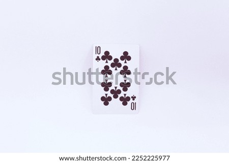Card Ten from the deck of clubs, white background