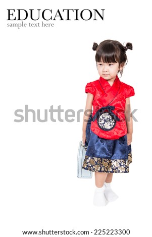 Education concept:Cute little girls isolated on white background