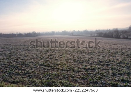 Morning view of a Nottinghamshire farmland with hoar frost. 21.1.23 Birds, frost, grass, fences and trees can all be seen in this beautiful photograph.