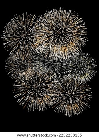 Clip art of black background with yellow fireworks