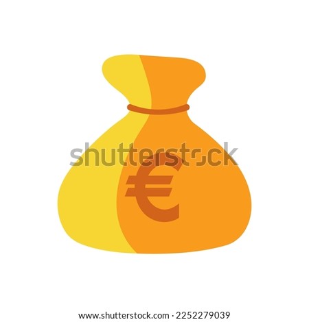 Golden euro money bag icon. Image isolated on white background