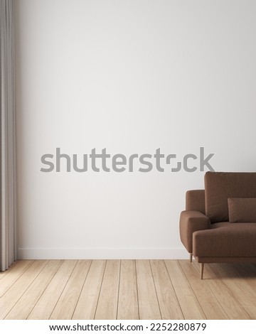Cozy living area scene. Interior of living minimal style with empty space for products presentation or text for advertising. Royalty-Free Stock Photo #2252280879