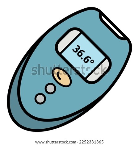 Digital thermometer icon. Outline digital thermometer vector icon color flat isolated on white