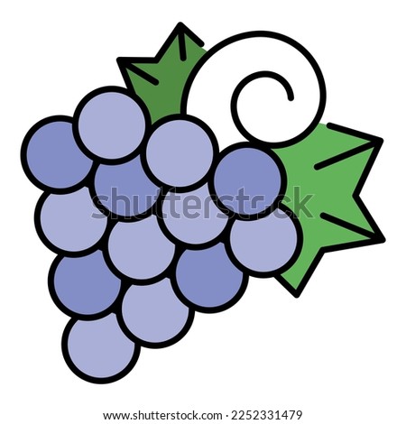 Vitis grape icon. Outline vitis grape vector icon color flat isolated on white