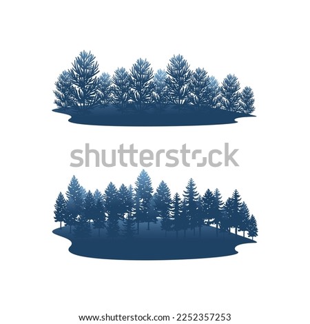 Pine tree border Forest. Tree Silhouette Bundle