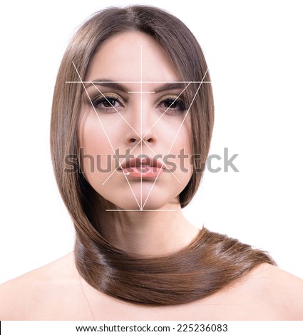 Female beauty concept. Perfect face proportions Royalty-Free Stock Photo #225236083