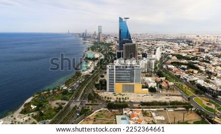 Top view Jeddah city beach Saudi Arabia - Red Sea corniche View , Waterfront Royalty-Free Stock Photo #2252364661