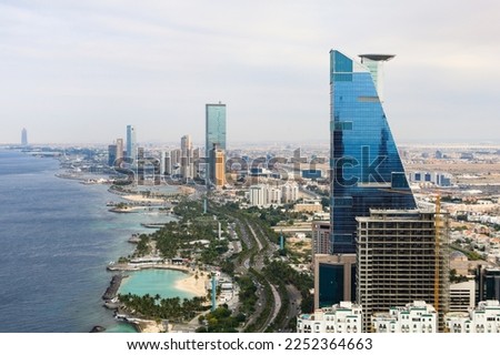 Top view Jeddah city beach Saudi Arabia - Red Sea corniche View , Waterfront Royalty-Free Stock Photo #2252364663