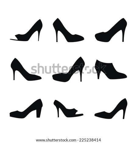 Shoes silhouettes. Illustration isolated on white background. Raster.