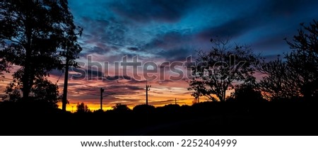 Panorama twilight sky in evening scenery dark photo.