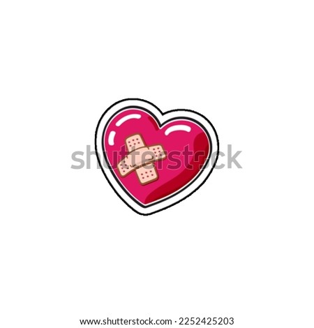 The vector image of a bandaged heart represents a wounded heart that can be used for your various illustrative purposes