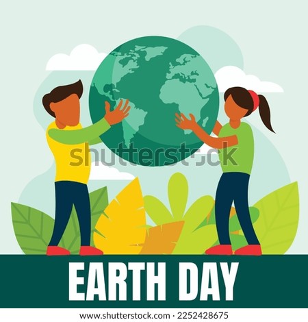 illustration vector graphic of a couple is lifting the earth together, perfect for international day, earth day, celebrate, greeting card, etc.

