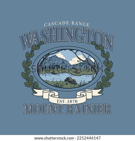 Washington Mount Rainier Outdoor Varsity Graphic Slogan Royalty-Free Stock Photo #2252446147