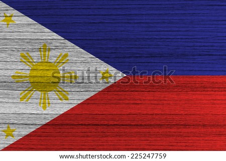 Philippines flag painted on a wood texture 