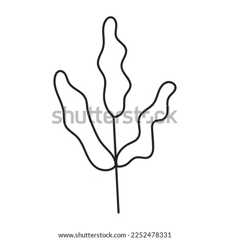 Hand drawn branch with leaves. Isolated on white background