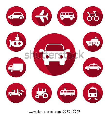 Transportation button icons set.