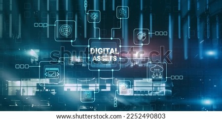 Digital Assets Business Management System Concept on modern city background. Royalty-Free Stock Photo #2252490803