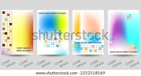 Trendy template for design cover, poster, flyer. Layout set for sales, presentations. Colorful background in vibrant gradient colors and a grid of colorful squares. Vector.