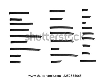 On a white isolated background, dashes drawn with a marker. Royalty-Free Stock Photo #2252555065