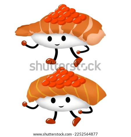 Vector sushi cartoon character illustration. Cartoon vector flat illustration isolated on white background.