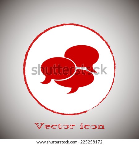 Vector illustration of comic cloud Red round button on a gray background