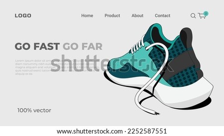 Sneakers illustration for ui-ux design, web banner, poster . Sports shoes for running, fitness or walking. Can be used for web, flyers, print, brochures, presentation, banners. Vector illustration Royalty-Free Stock Photo #2252587551