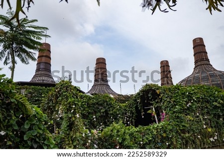 Landscape photo of green garden, up hill and flower park on the Central Java Semarang. The photo is suitable to use for traditional food background, poster and food content media.