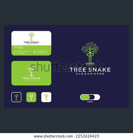 tree with snake logo design graphic template