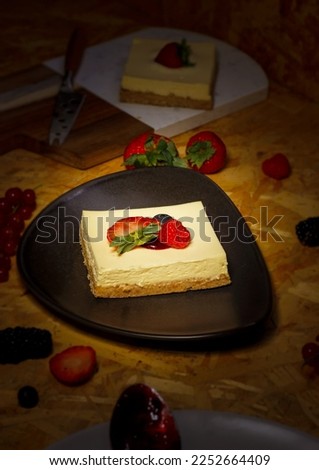This cheese cake picture is taken for marketing purposes 