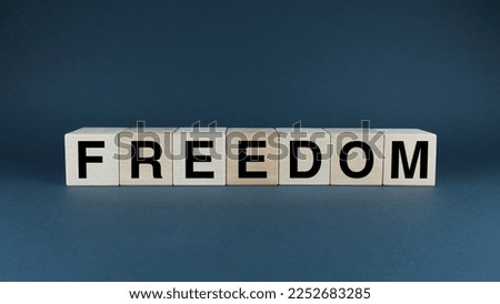 Freedom. Cubes form the word Freedom. The broad concept of the word Freedom is applied both in business and life and not only Royalty-Free Stock Photo #2252683285