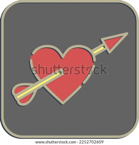 Icon heart with arrow. Valentine day celebration elements. Icons in embossed style. Good for prints, posters, logo, party decoration, greeting card, etc.