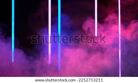 Color smoke background. Blur glow. Ultraviolet mist. Defocused neon pink blue purple light rays vapor floating on dark abstract free space. Royalty-Free Stock Photo #2252713211
