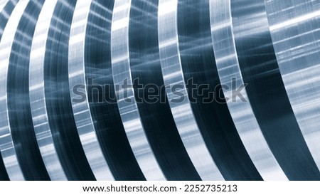 Multistage high pressure prepared pump for pumping of water, fuel, oil and oil or chemical products, closeup details, metal industry concept background Royalty-Free Stock Photo #2252735213