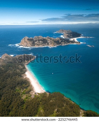 Cies islands, located in north wets shore of Spain, Galicia. Royalty-Free Stock Photo #2252746445