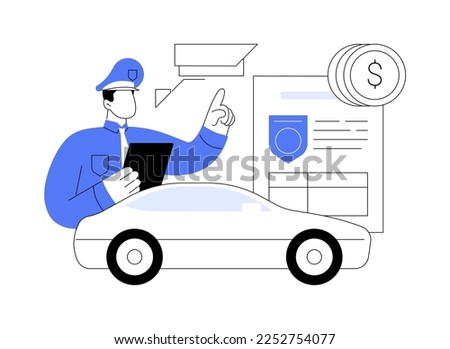 Traffic fine abstract concept vector illustration. Traffic law violation, speeding fine ticket, pay online, driving rules offence, speed control, red light camera, stop sign abstract metaphor.