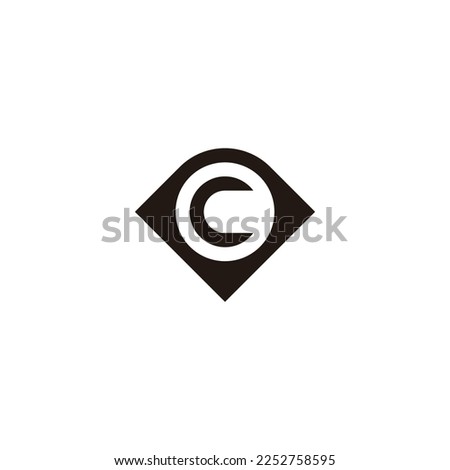 Letter c in diamond, circle geometric simple symbol logo vector