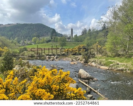 Glendalough countryside castle and creek, Ireland