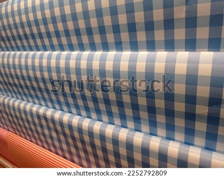 wrapping paper with blue checkered texture