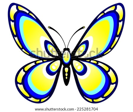 Colored butterfly. Decorative pattern of a butterfly. Vector illustration. 